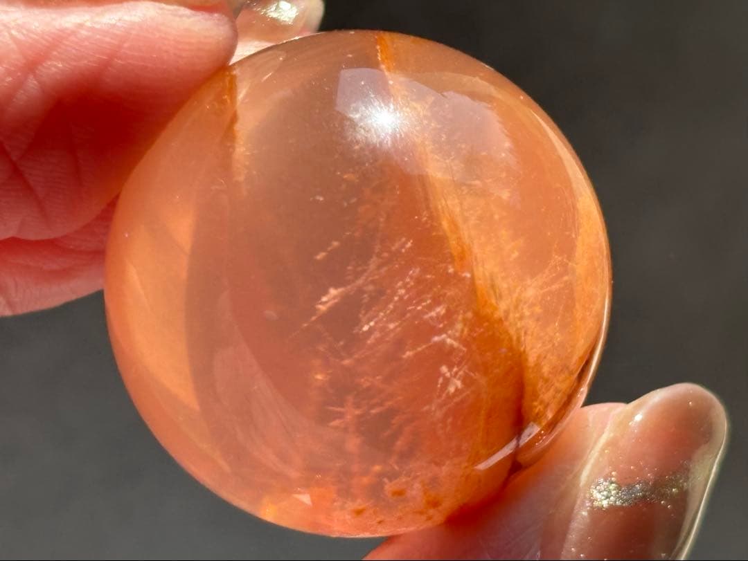 《セリサイト＆ヘマタイトinローズクォーツ＊6条スター／夕焼けの景色 スフィア》