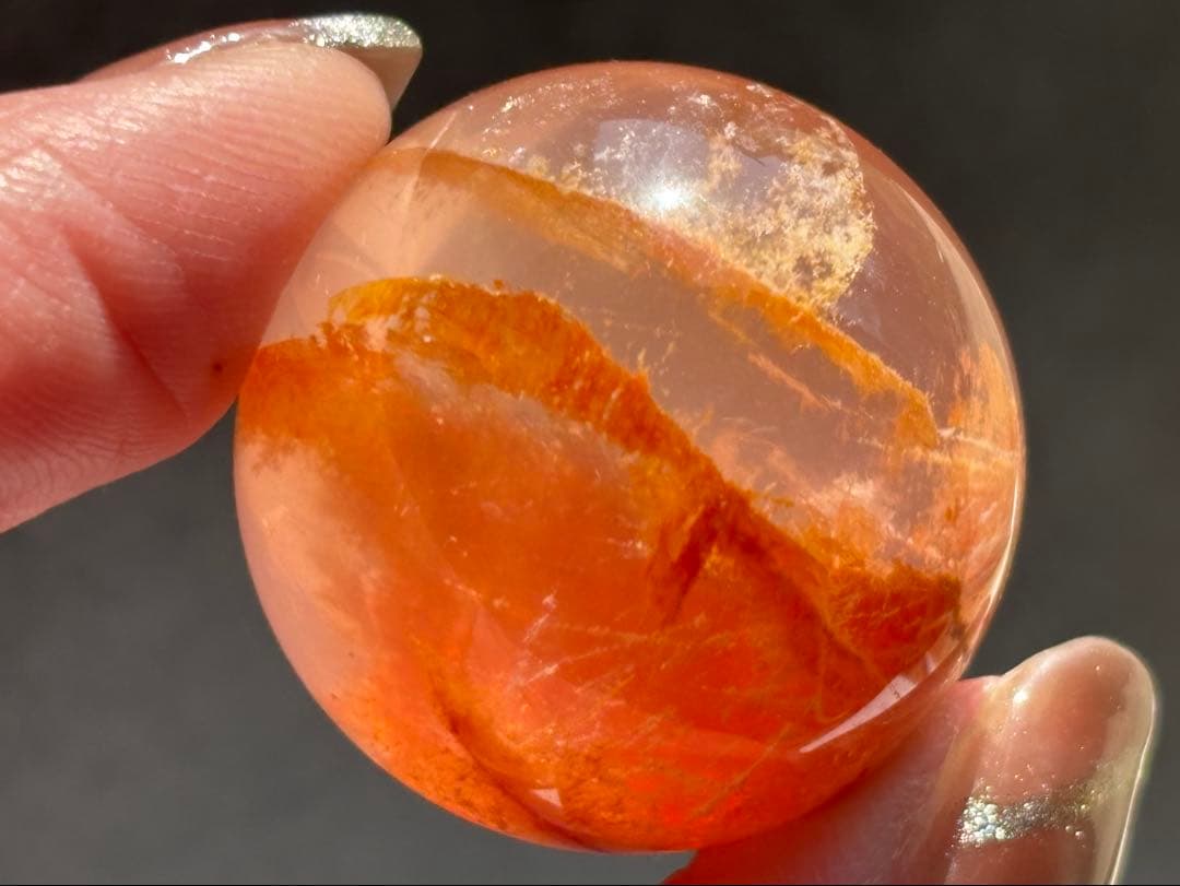 《セリサイト＆ヘマタイトinローズクォーツ＊6条スター／夕焼けの景色 スフィア》