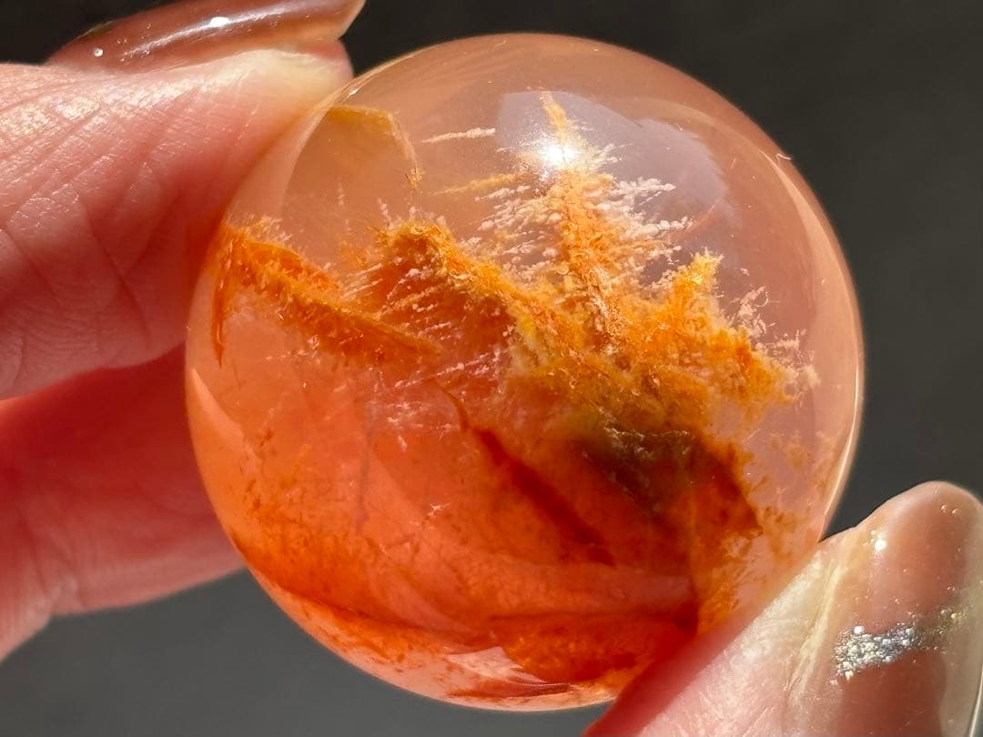 《セリサイト＆ヘマタイトinローズクォーツ＊6条スター／夕焼けの景色 スフィア》