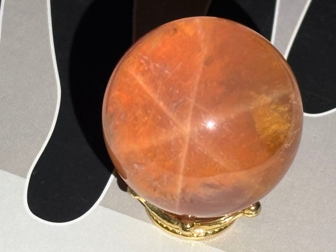 《セリサイト＆ヘマタイトinローズクォーツ＊6条スター／夕焼けの景色 スフィア》