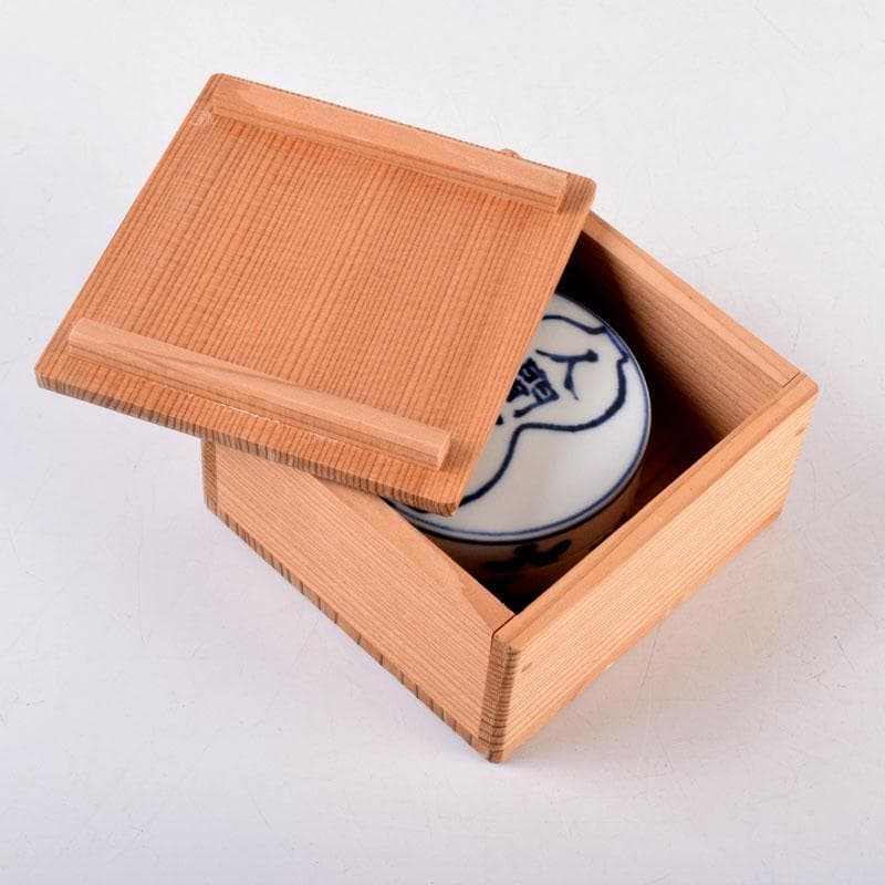 茶道具　清閑寺窯造　染付　人間万事　香合　共箱　V　8369