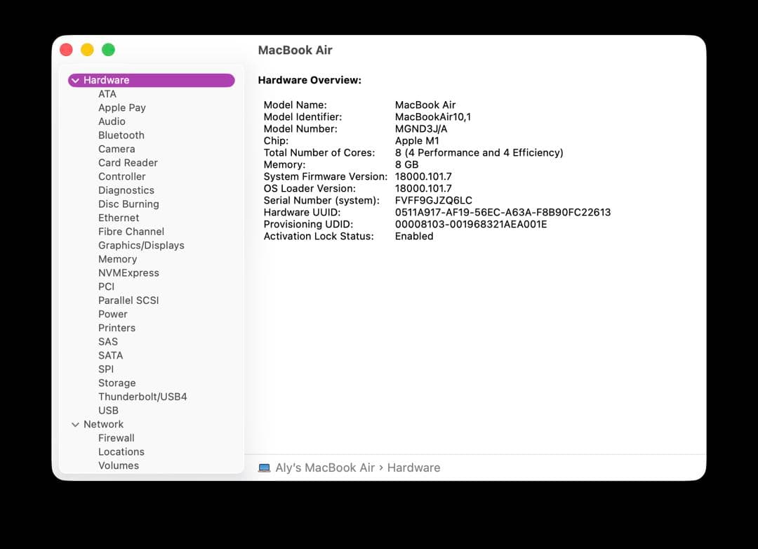MacBook本体 Macbook Air 13in Apple M1 Chip