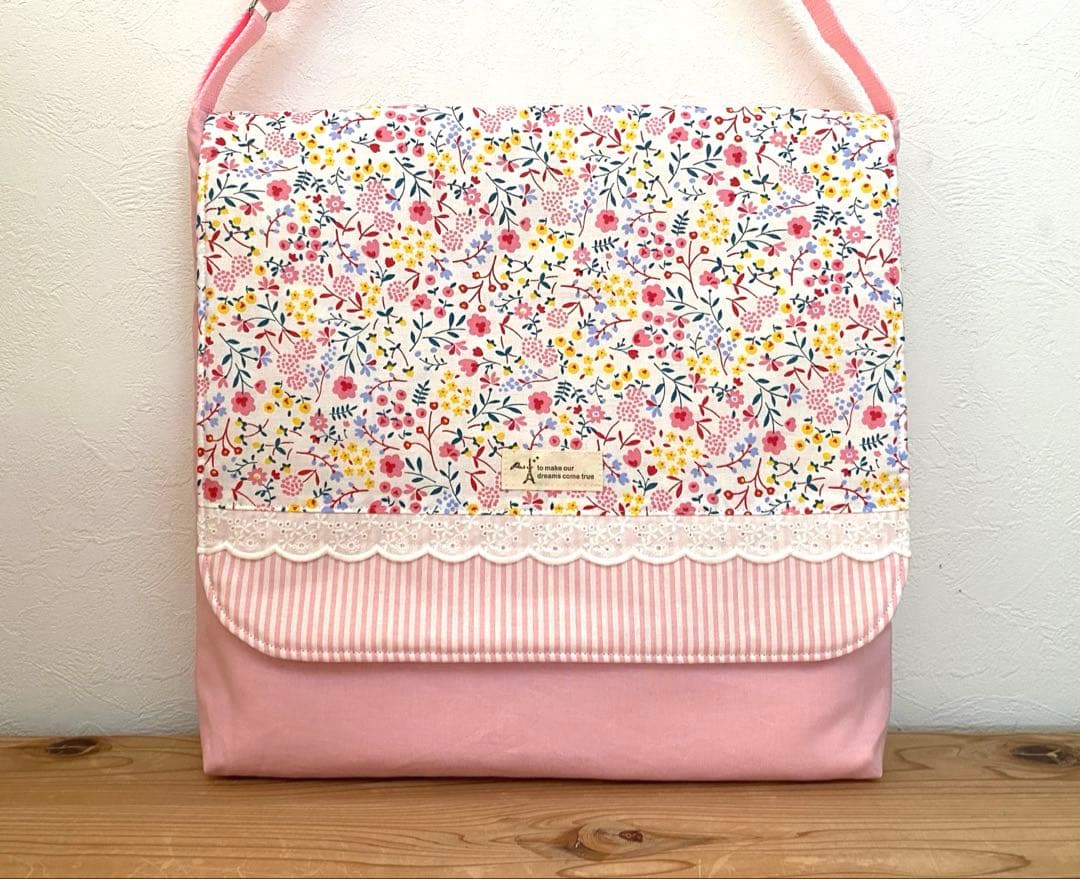 リクエスト品　ハンドメイド　入園入学準備　図書袋　ショルダー　花柄　ポップ　7点
