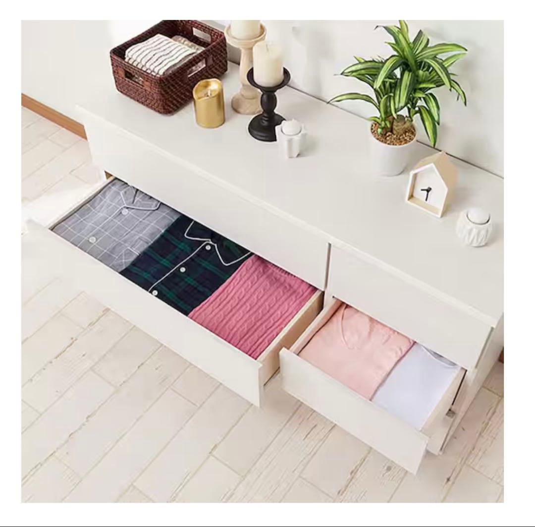 【美品】ニトリ ホワイト木製チェスト 4段 引き出し式