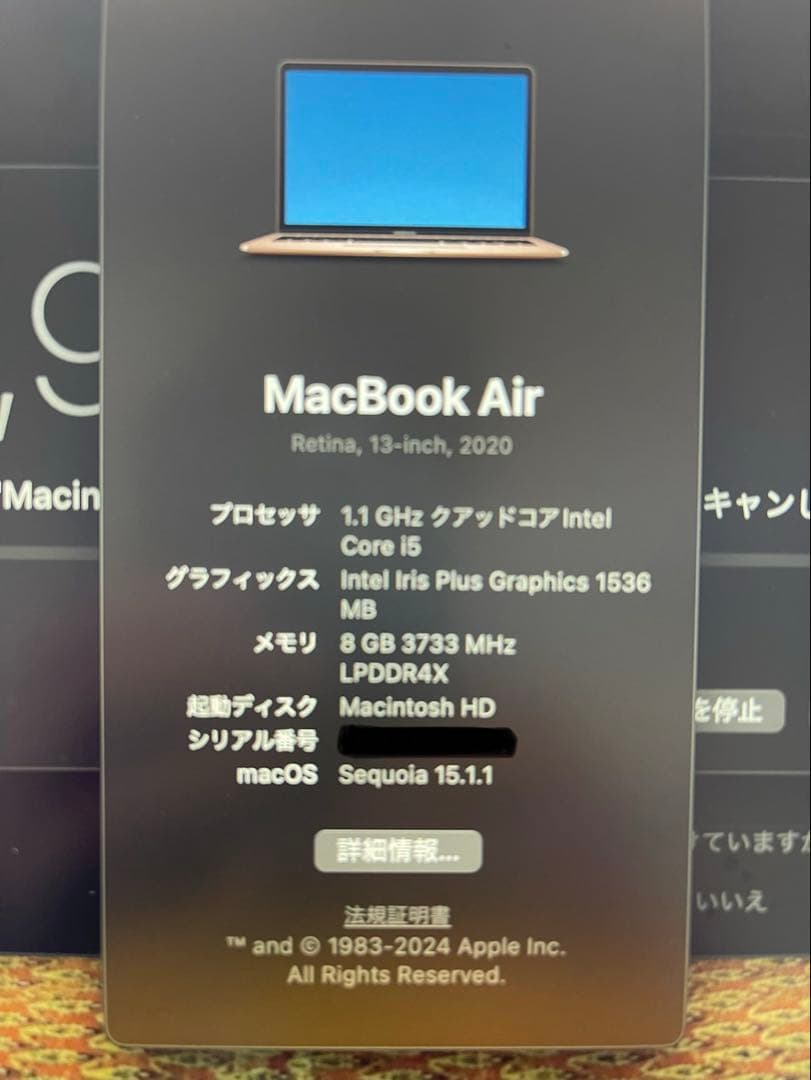 超美品　Apple MacBook Air 13インチ ゴールド　充放電81回