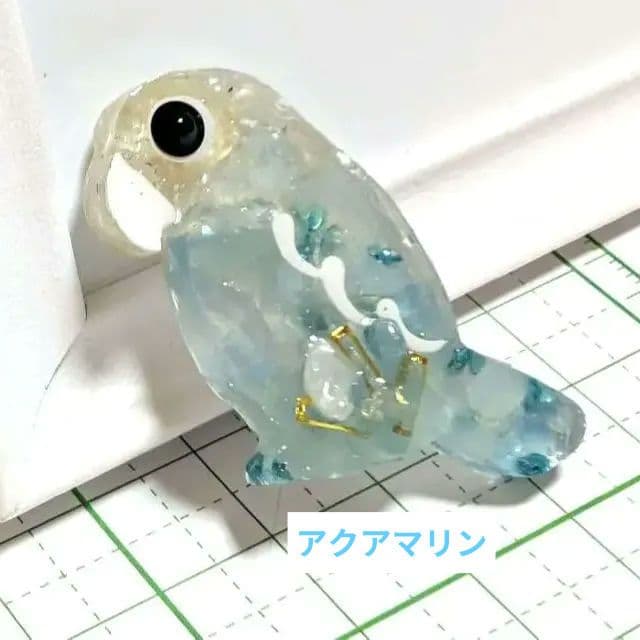 インコ　レジンヘアゴム　アクアマリン