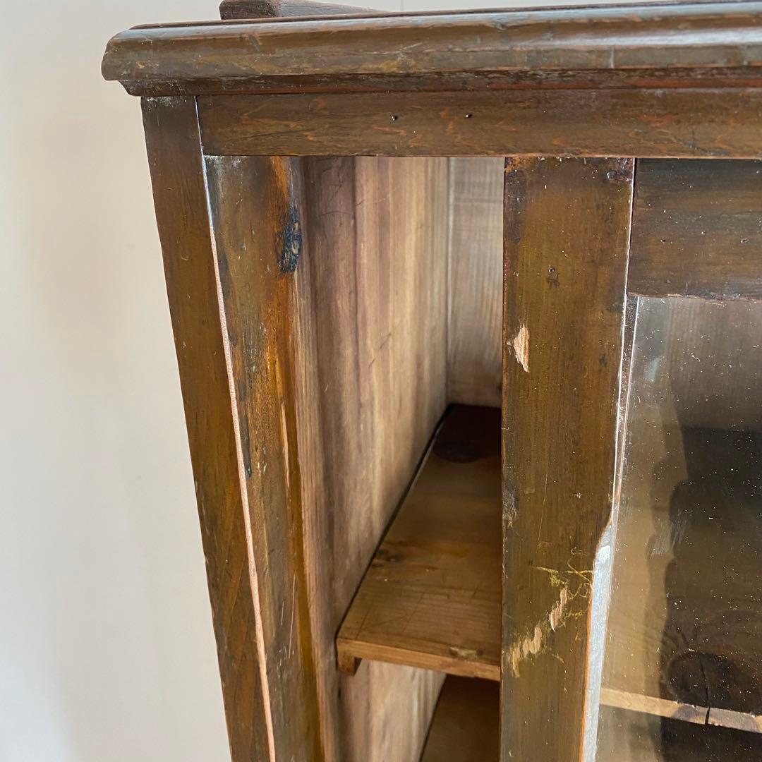 アンティーク ガラス戸棚 キャビネット 水屋箪笥 食器棚 本棚 y135