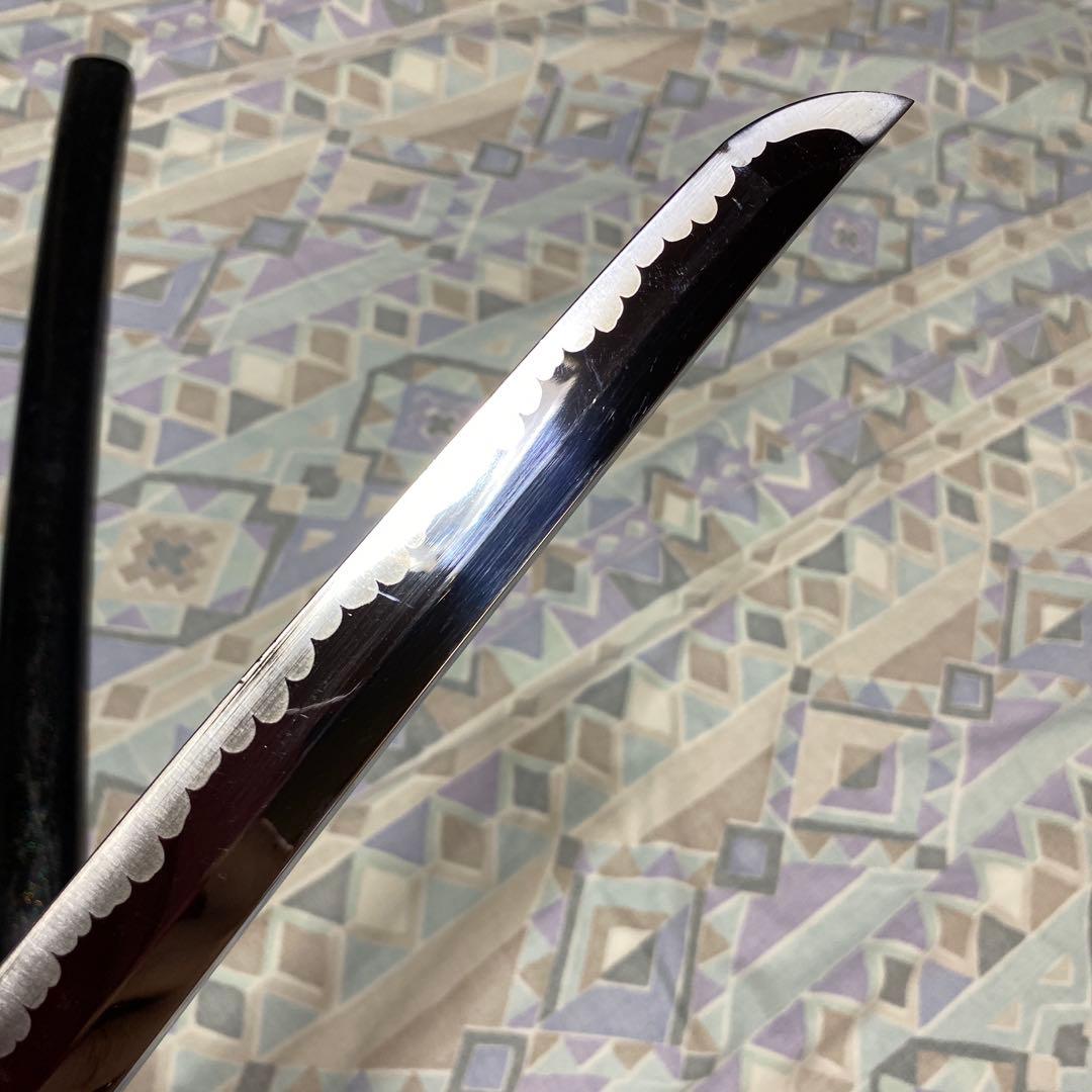 格安模造刀 黒柄 十字透し丸鍔 ラメ入黒呂鞘