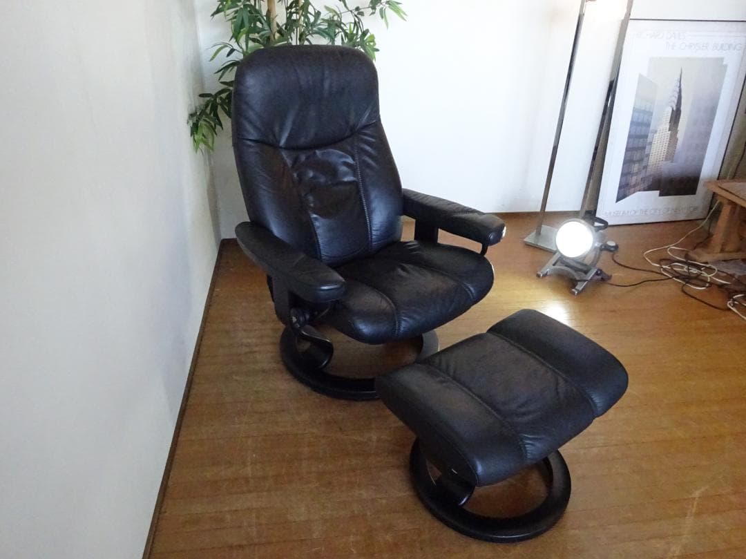 エコーネス　ストレスレスチェア　コンサル　クラシック　M　オットマン付　美品