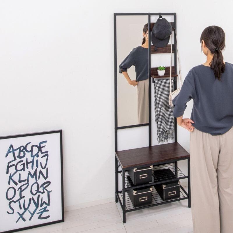 多機能　ハンガーラック　ミラー付　ハンガー　小物ラック