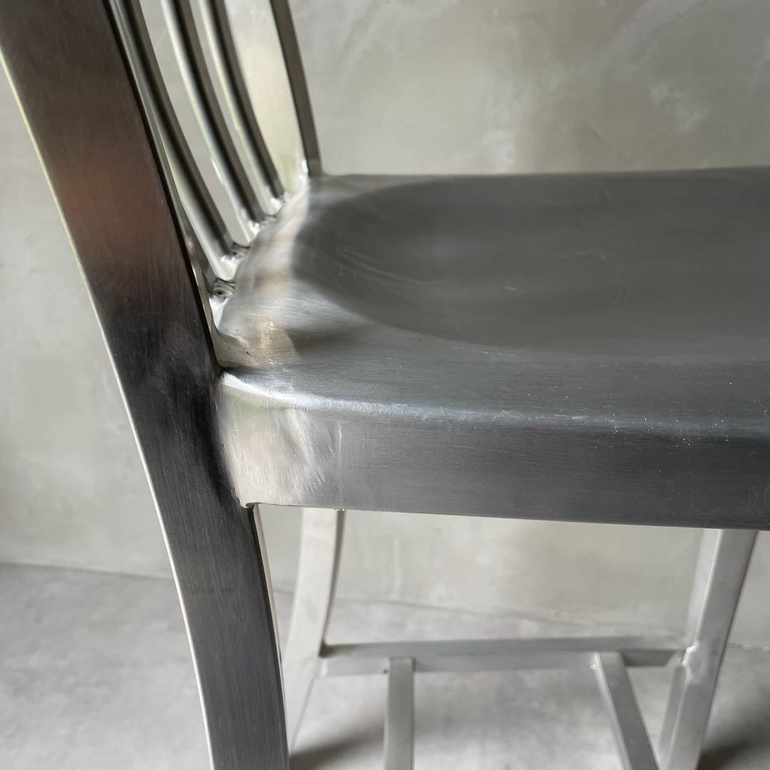 ネイビーチェア　アルミニウム製　バースツール　ハイチェア　シルバー　軽量