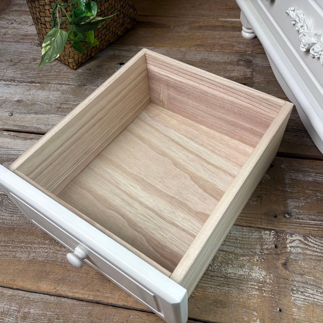 訳あり品！【137】フレンチ調ホワイトチェスト三段四つ引き木製収納家具姫系タンス