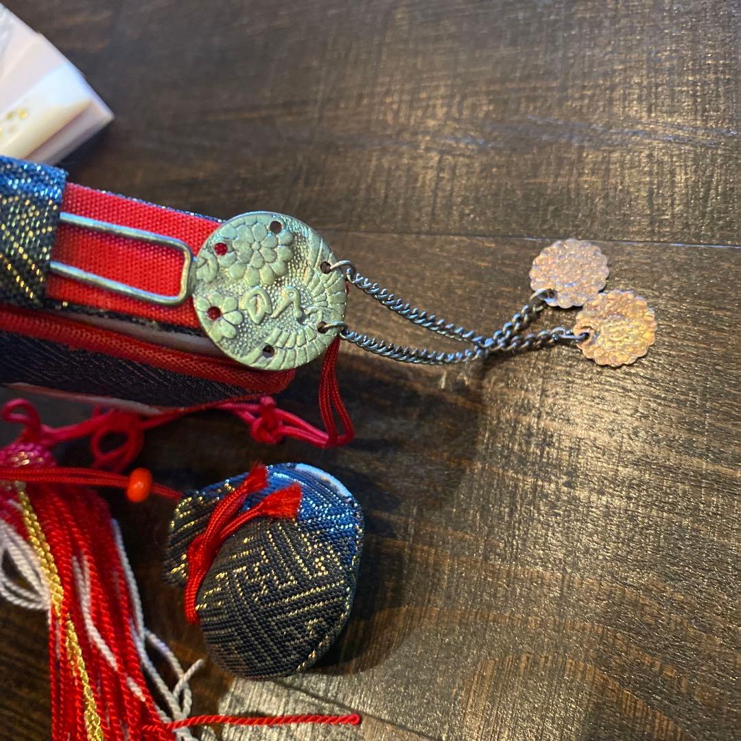 アンティーク 七五三 五歳〜七歳 着物 作り帯 フルセット 扇子 立涌紋 正絹