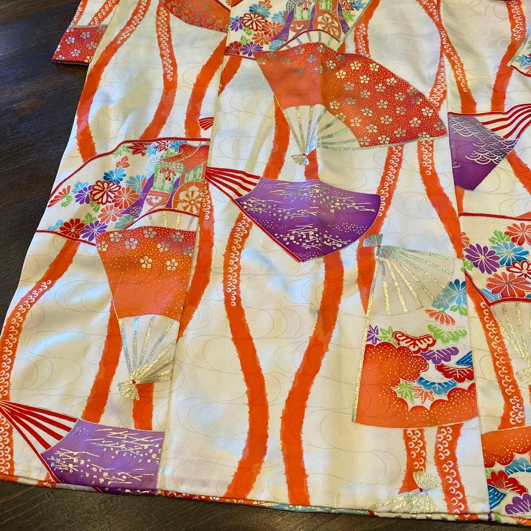 アンティーク 七五三 五歳〜七歳 着物 作り帯 フルセット 扇子 立涌紋 正絹