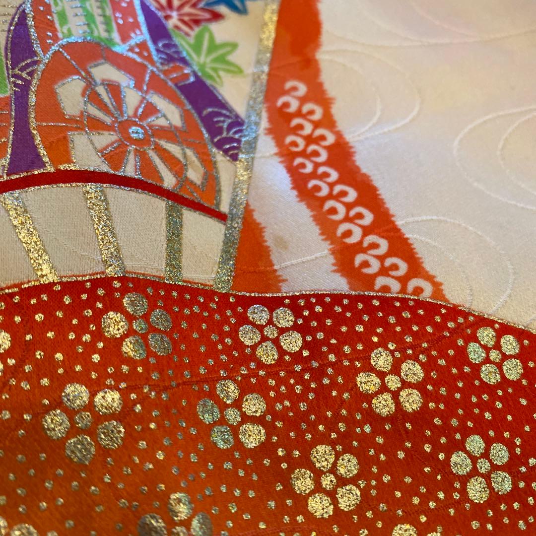 アンティーク 七五三 五歳〜七歳 着物 作り帯 フルセット 扇子 立涌紋 正絹