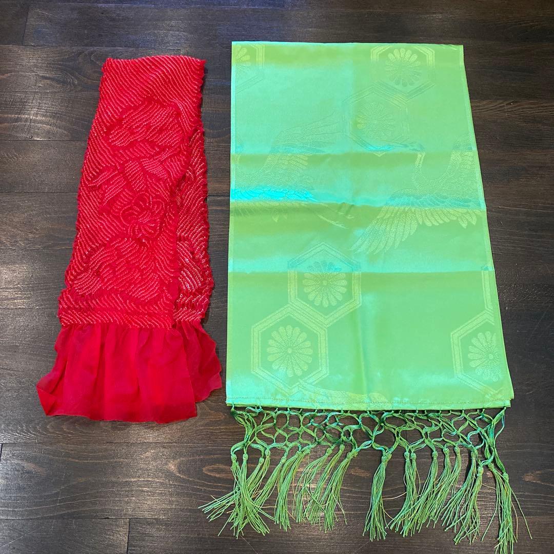 アンティーク 七五三 五歳〜七歳 着物 作り帯 フルセット 扇子 立涌紋 正絹