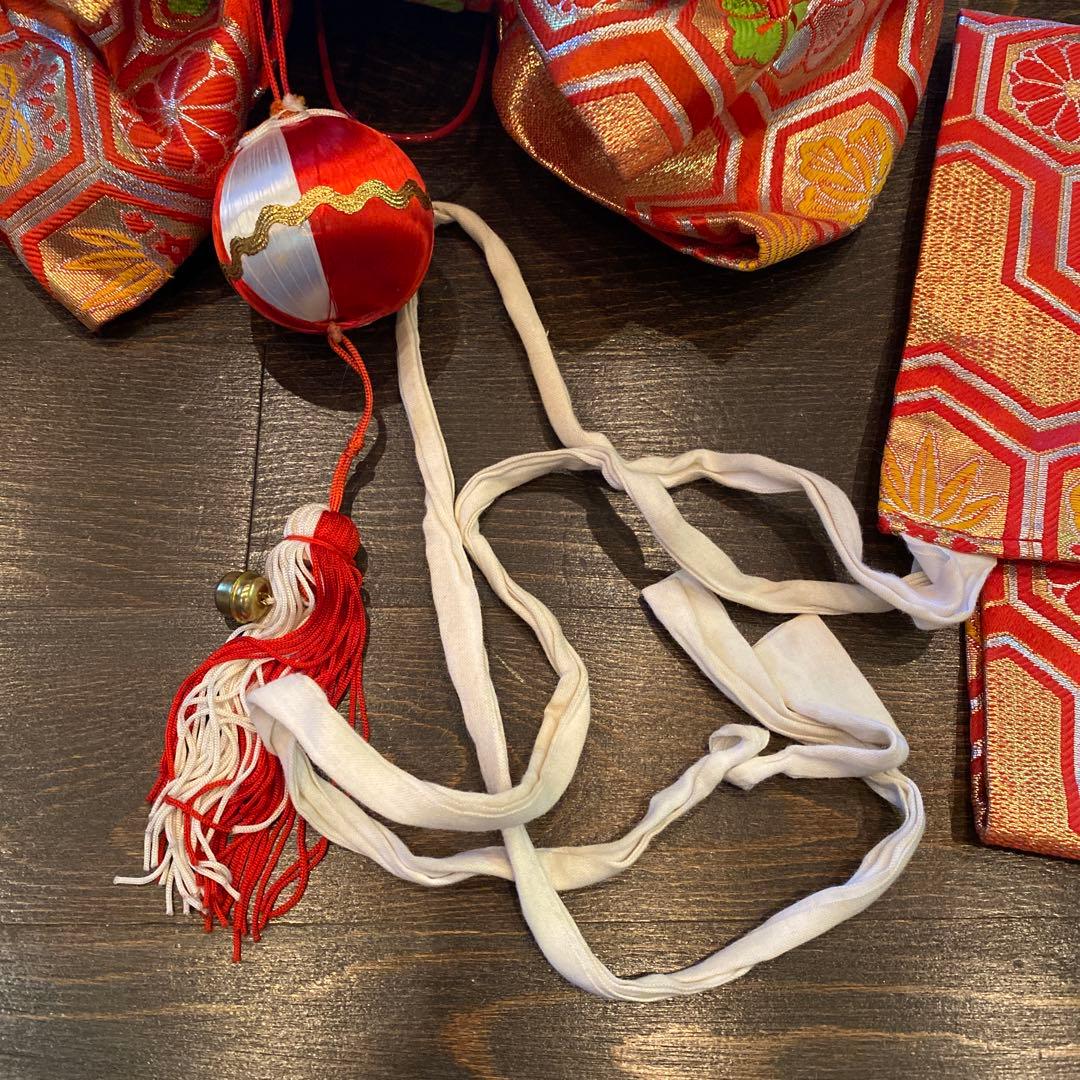 アンティーク 七五三 五歳〜七歳 着物 作り帯 フルセット 扇子 立涌紋 正絹