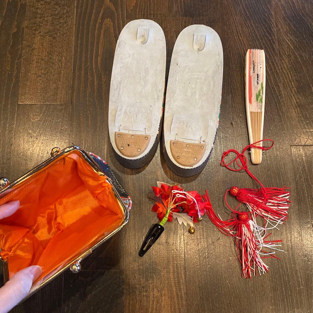 アンティーク 七五三 五歳〜七歳 着物 作り帯 フルセット 扇子 立涌紋 正絹