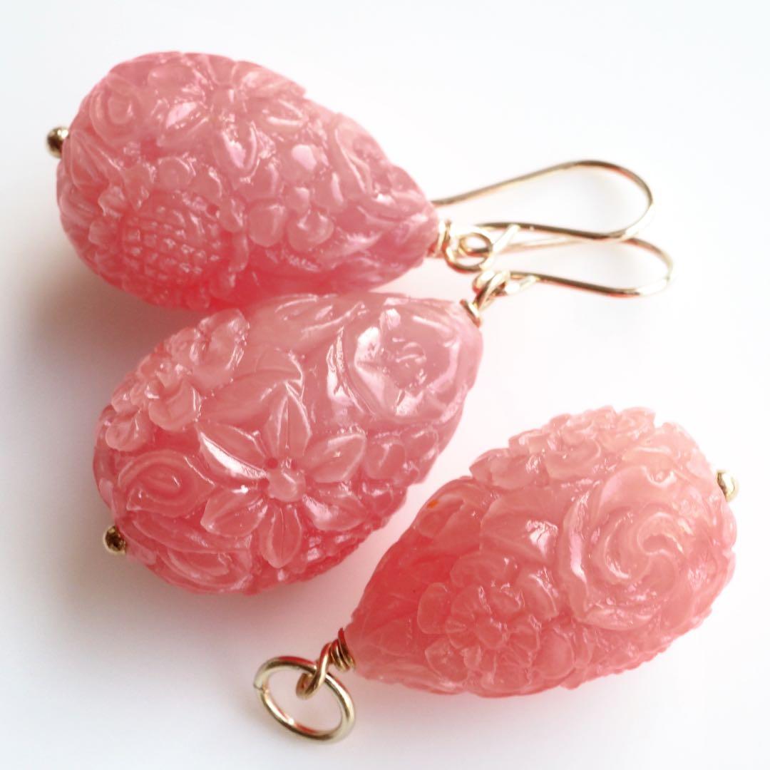 【Mahalo☆3588】＊SALE＊彫刻ドロップシェル大粒ピアス