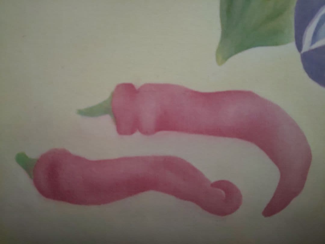 絵画 額縁付き 絹本 アケビとイチジク