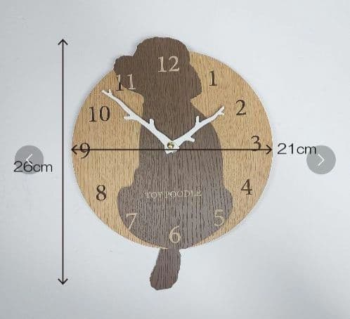 振り子時計 木製時計　 壁掛け時計 トイプードル 茶色 しっぽ　おしゃれ