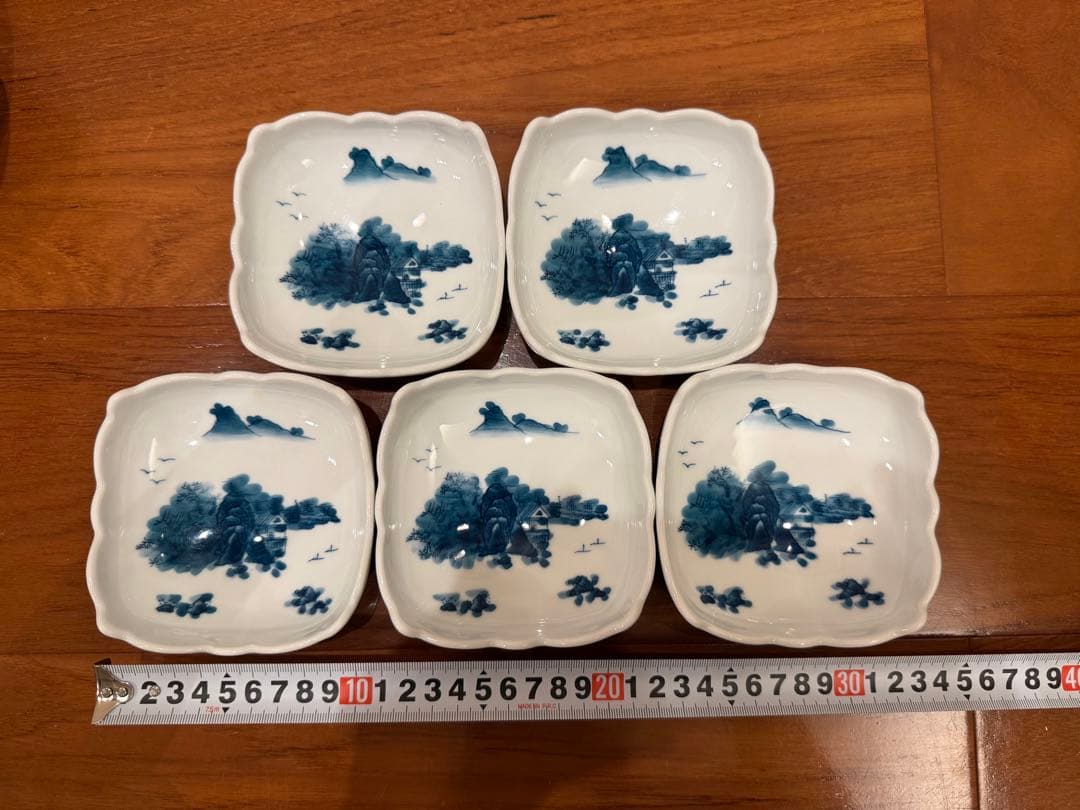 鍋島焼　畑萬陶苑 染　楼閣山水図 21枚セット(5種)