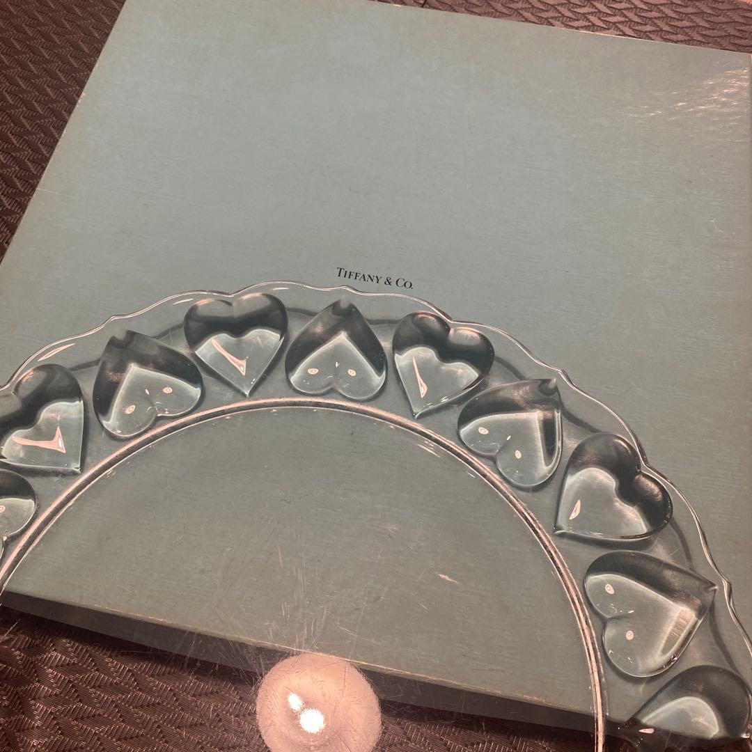 Tiffany ティファニー　大皿　クリスタル　ハート　皿　廃盤品　ハートリム