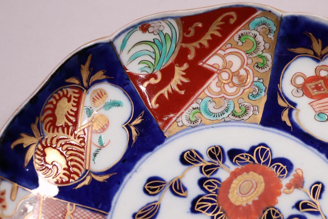 【CM120】古伊万里 色絵 中皿 2枚 盛皿 幅22.3cm 錦手 花鳥 草花