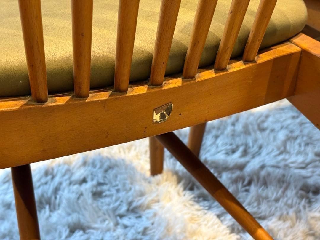 レトロ　飛騨産業 キツツキマーク ビンテージ　スポークチェア　4脚セット　Sn