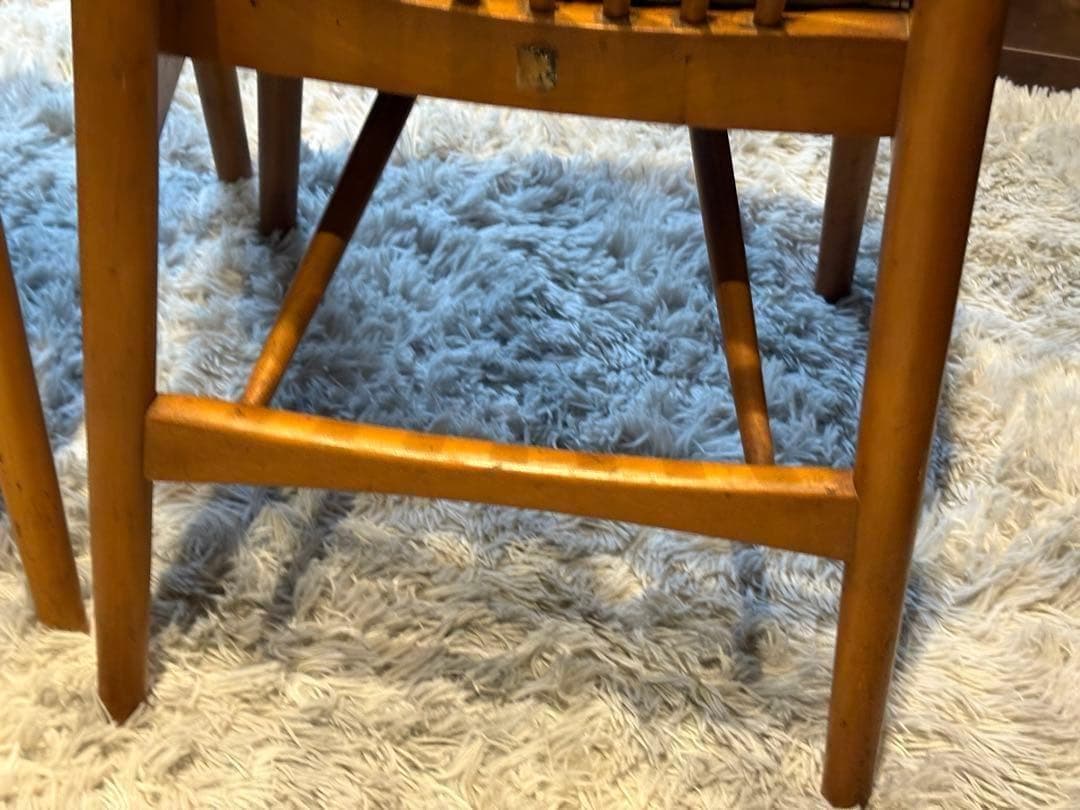 レトロ　飛騨産業 キツツキマーク ビンテージ　スポークチェア　4脚セット　Sn