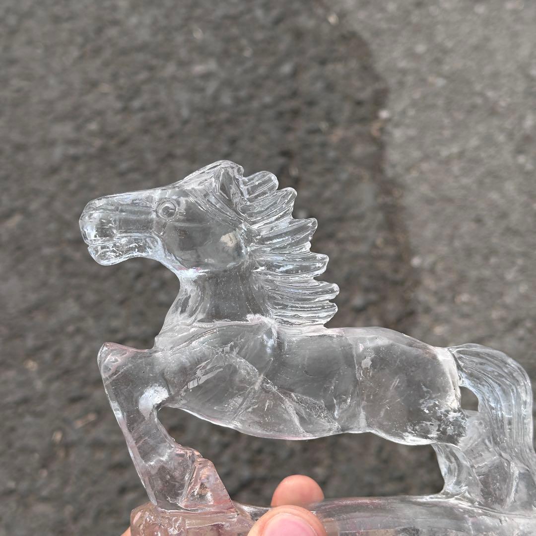 天然石水晶の馬　置物　ご購入前に在庫確認G.1410