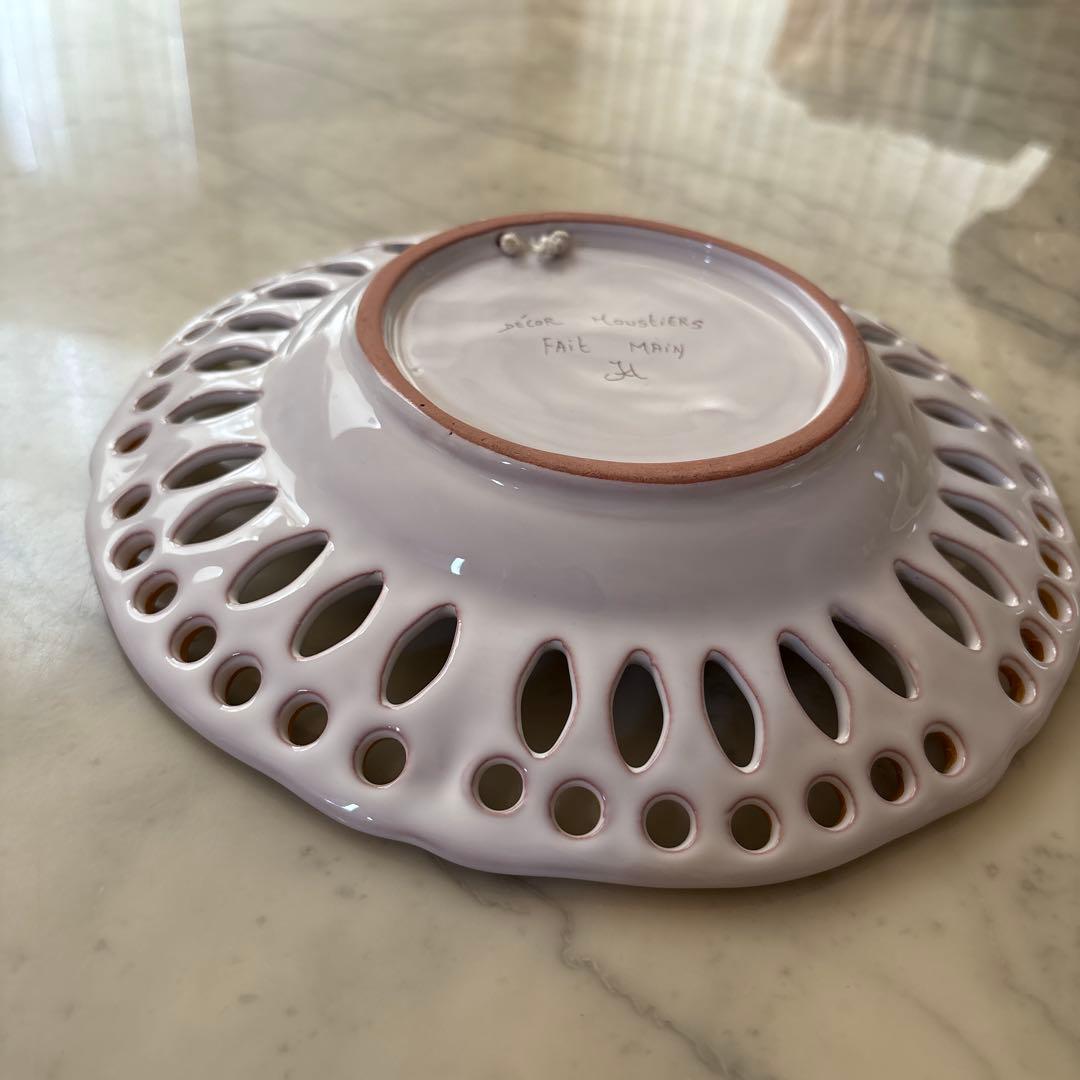 フランス　アンティーク　ヴィンテージ　ムスティエ　パニエ皿　手描き