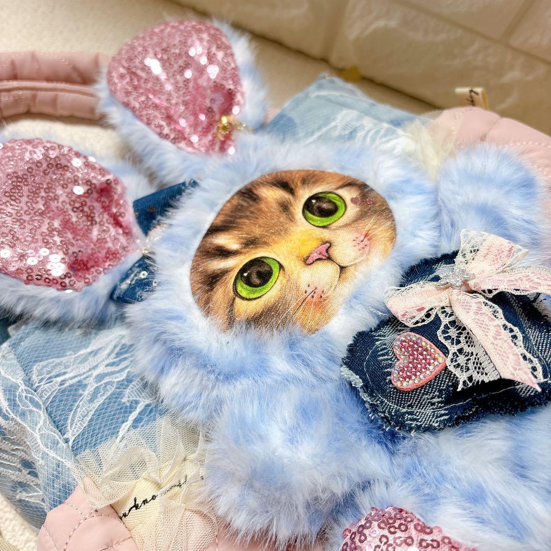 コヤンイサムチョン　あおりポケットバッグ　サンダーちゃん(大) レースデニム
