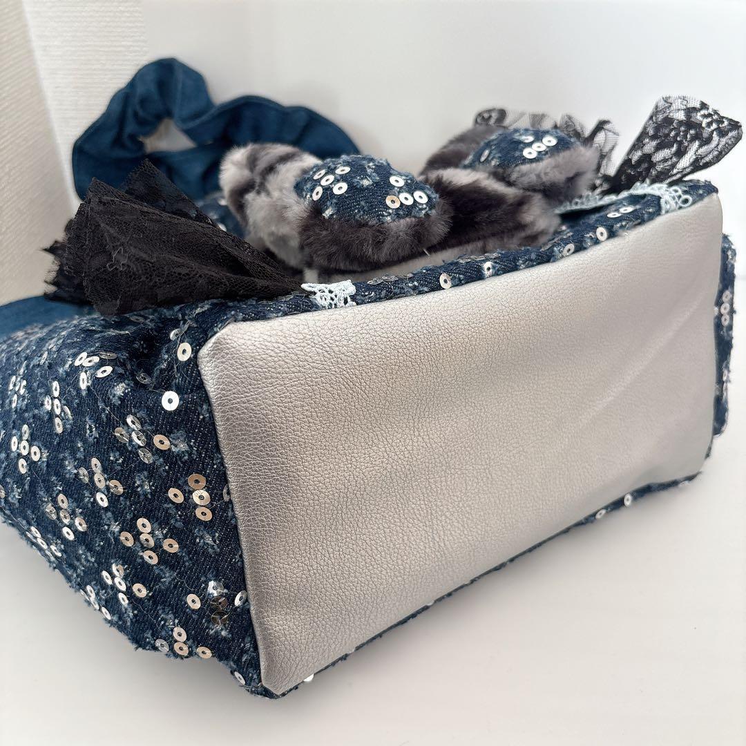 コヤンイサムチョン　バック　背面ビックリボン　3way デニムスパンコール