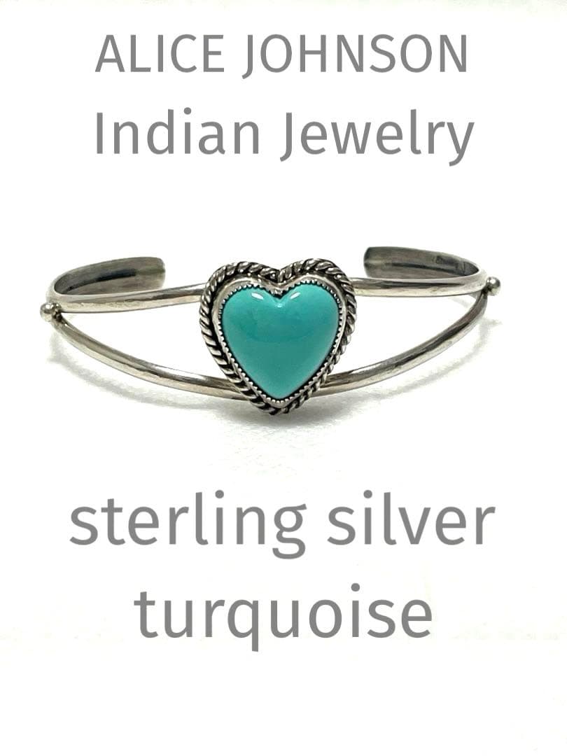 新品　ALICE JOHNSON作　バングル　ハート　ターコイズ　ナバホ
