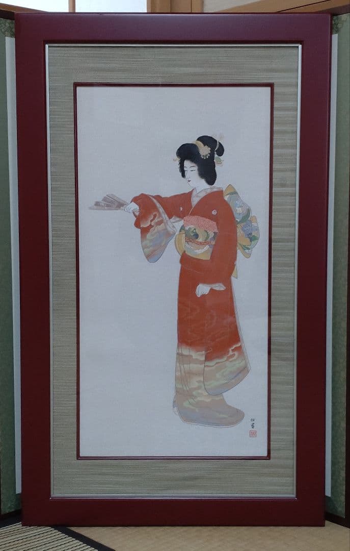 妖艶　上村松園　[序の舞]　織　インテリア　壁掛　和の心 額　美術品