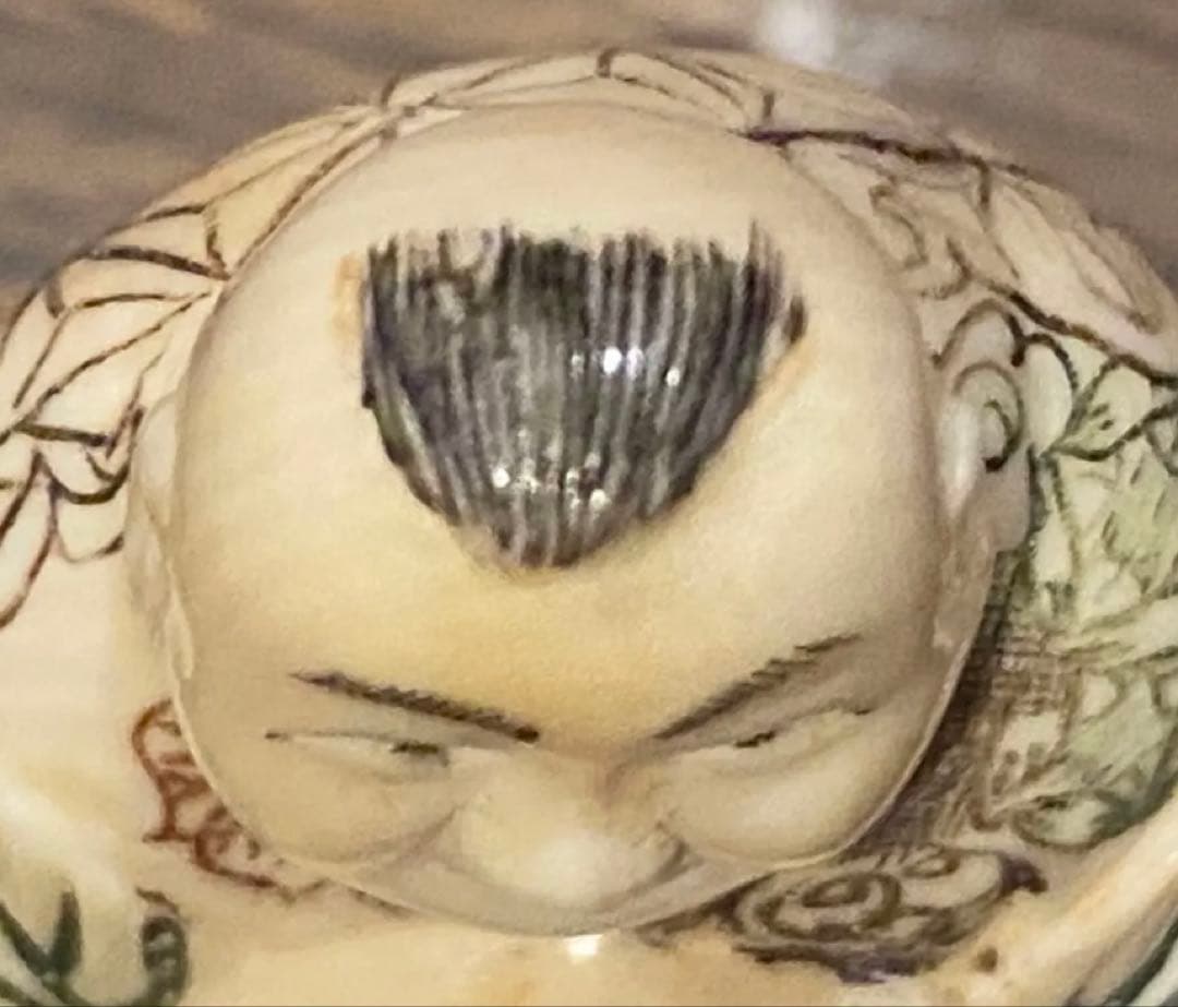 ヴィンテージ　金本造・根付・唐子・桃　吉祥細密細工・天然素材　ハンドメイド