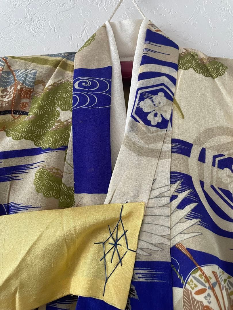 七五三　3歳　アンティークお着物セット　正絹　総絞り被布　雪駄