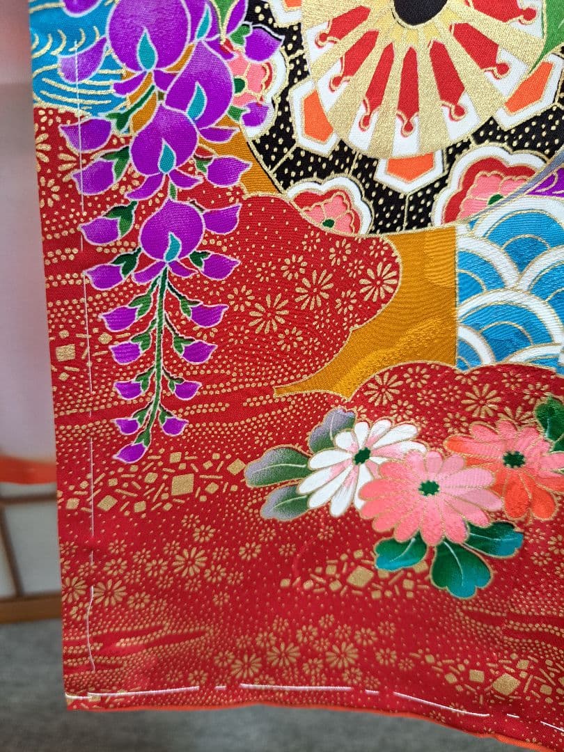 【正絹】七五三 ７歳　四ツ身　長襦袢・重ね襟付き★新品未使用★匿名配送★