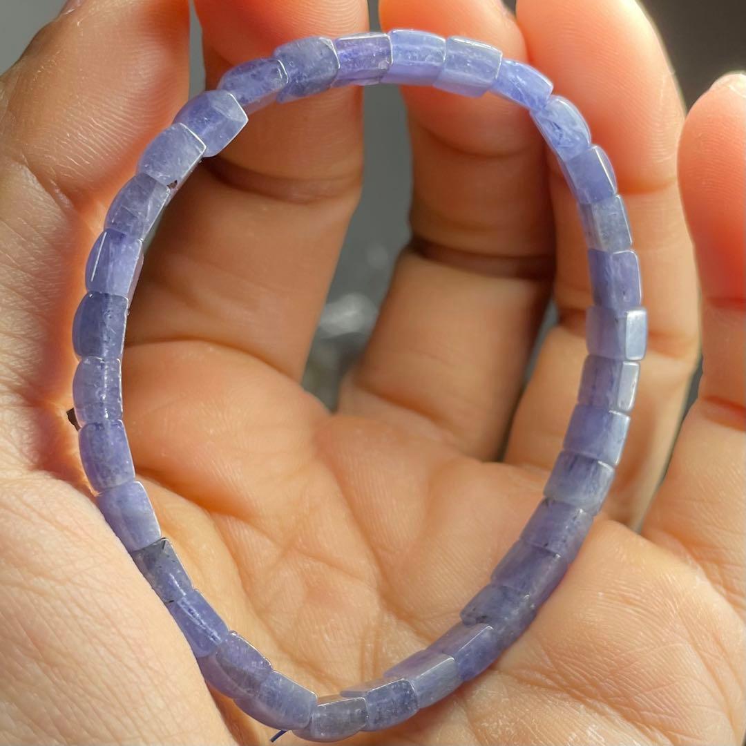 天然石ブレスレット·バングル　タンザナイト　紫シラー　5.5mm 13-14.5