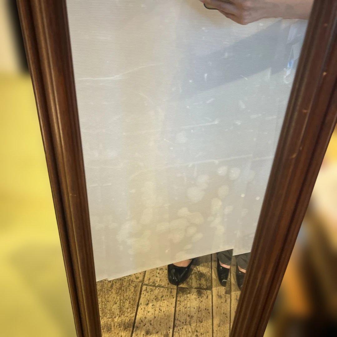 一点もの　木製フレーム　アンティーク風　ウォールミラー（姿見）　132㎝
