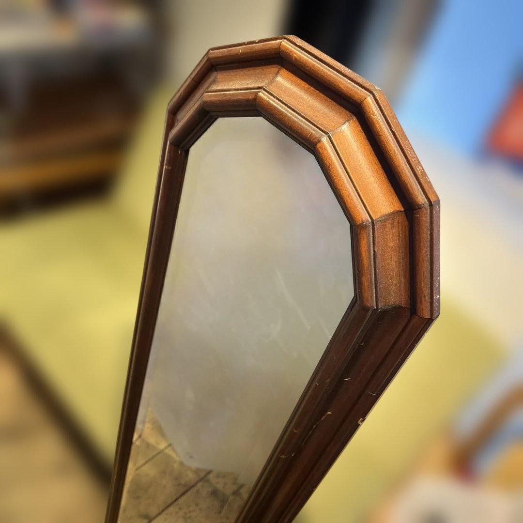 一点もの　木製フレーム　アンティーク風　ウォールミラー（姿見）　132㎝