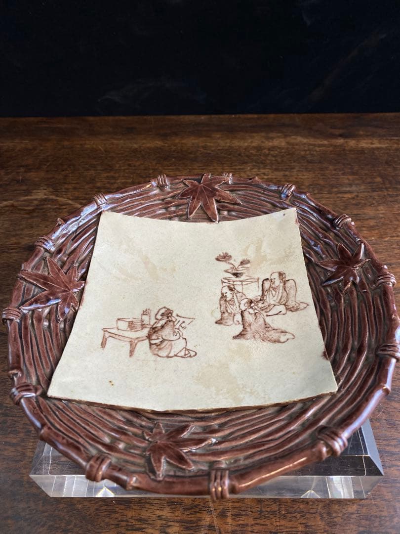 萬古燒 菓子器　皿　骨董　日本燒 食器