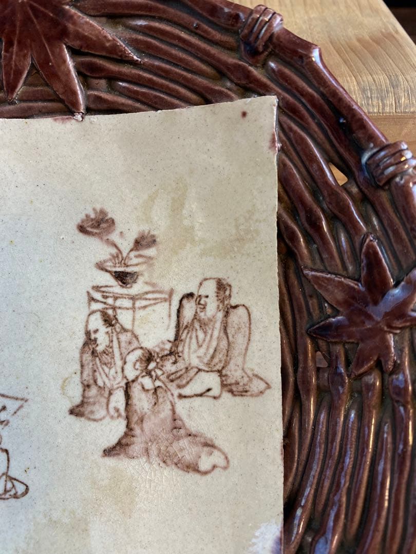 萬古燒 菓子器　皿　骨董　日本燒 食器