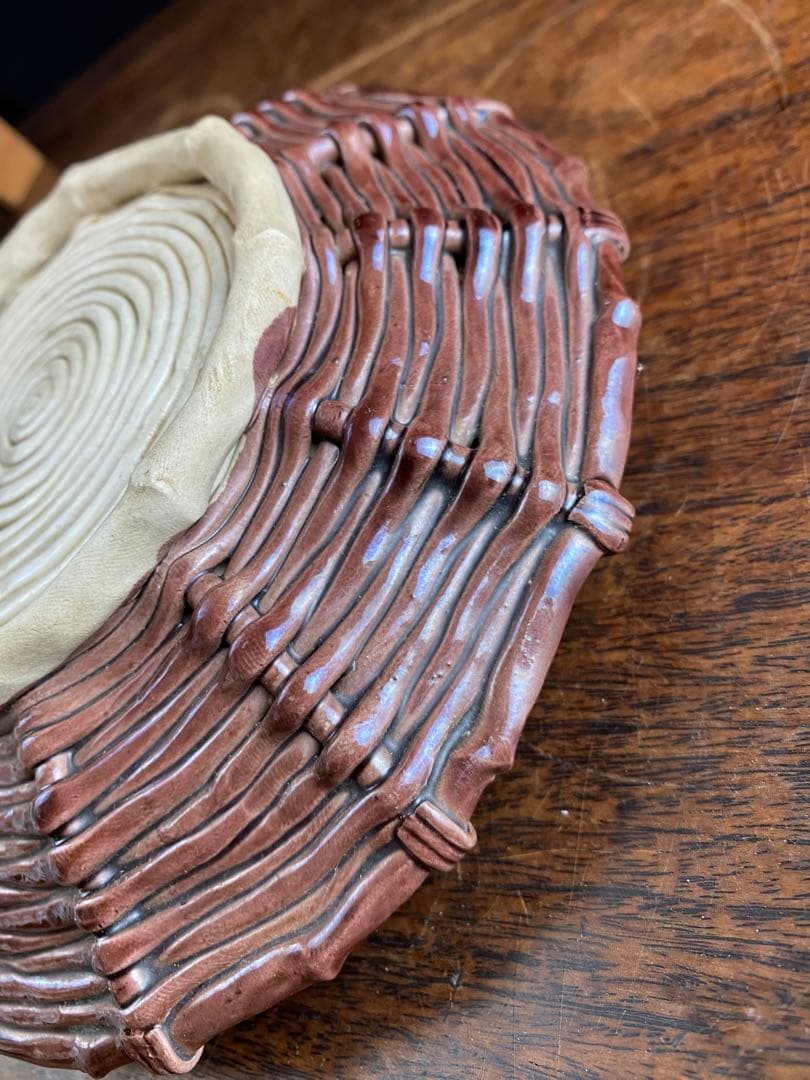 萬古燒 菓子器　皿　骨董　日本燒 食器