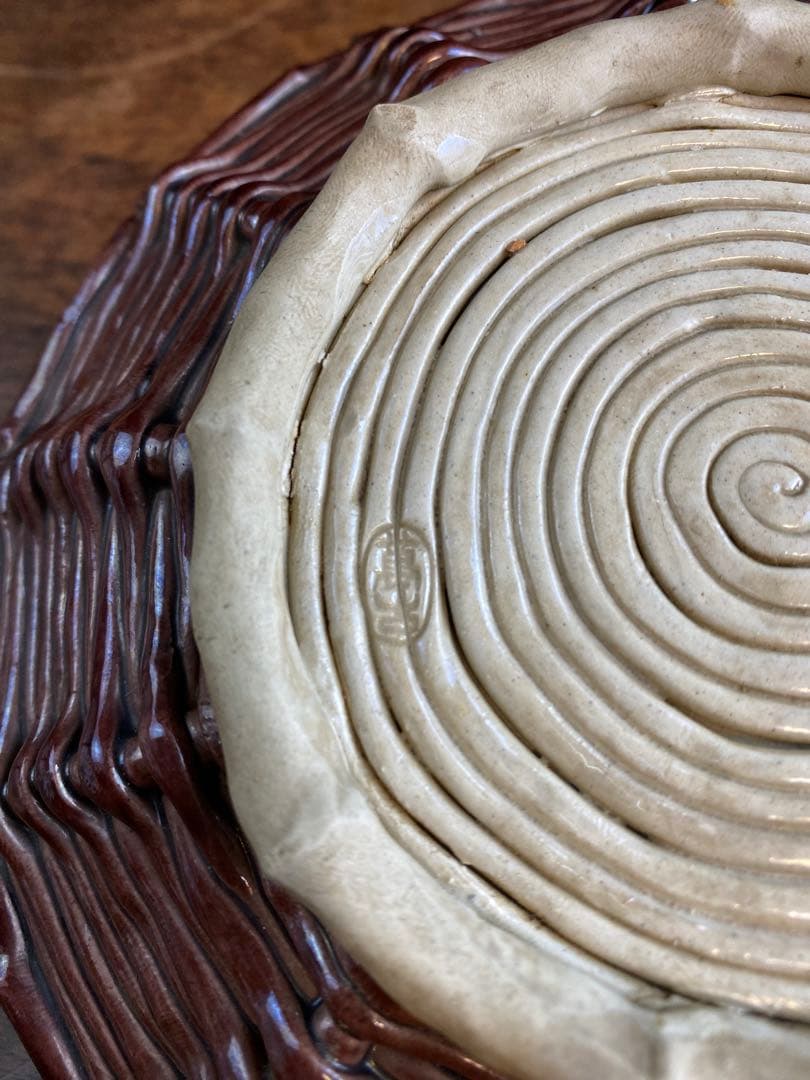 萬古燒 菓子器　皿　骨董　日本燒 食器