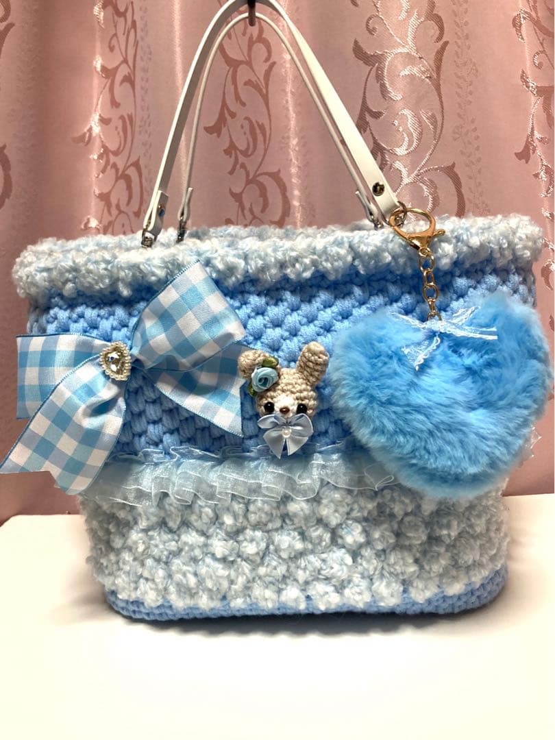 ♥️手編み♥️ハンドメイド♥️ニットバッグ♥️フリルバッグ♥️ペットボトルカバー♥️