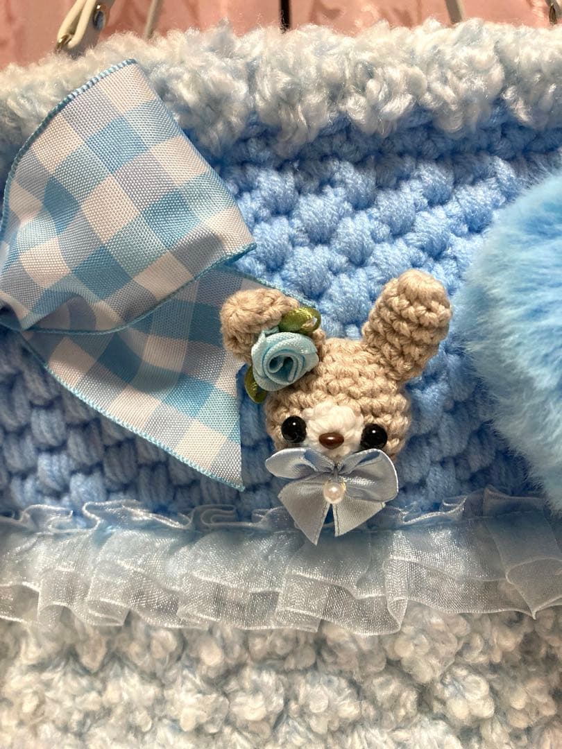 ♥️手編み♥️ハンドメイド♥️ニットバッグ♥️フリルバッグ♥️ペットボトルカバー♥️