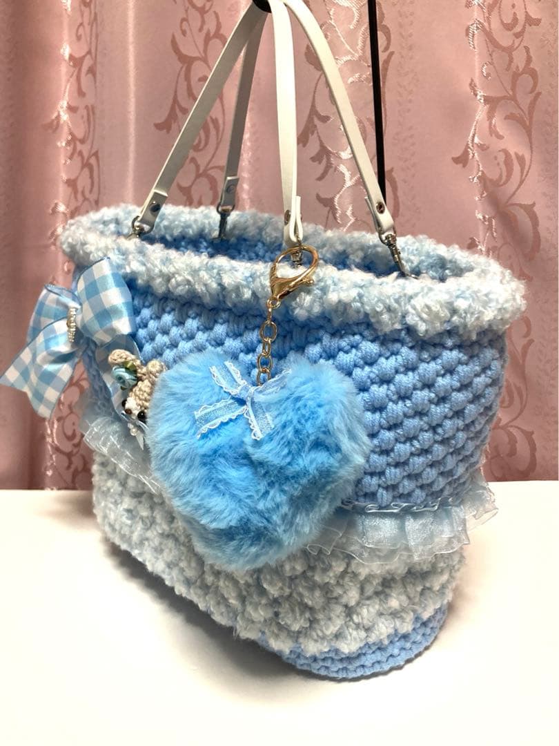 ♥️手編み♥️ハンドメイド♥️ニットバッグ♥️フリルバッグ♥️ペットボトルカバー♥️