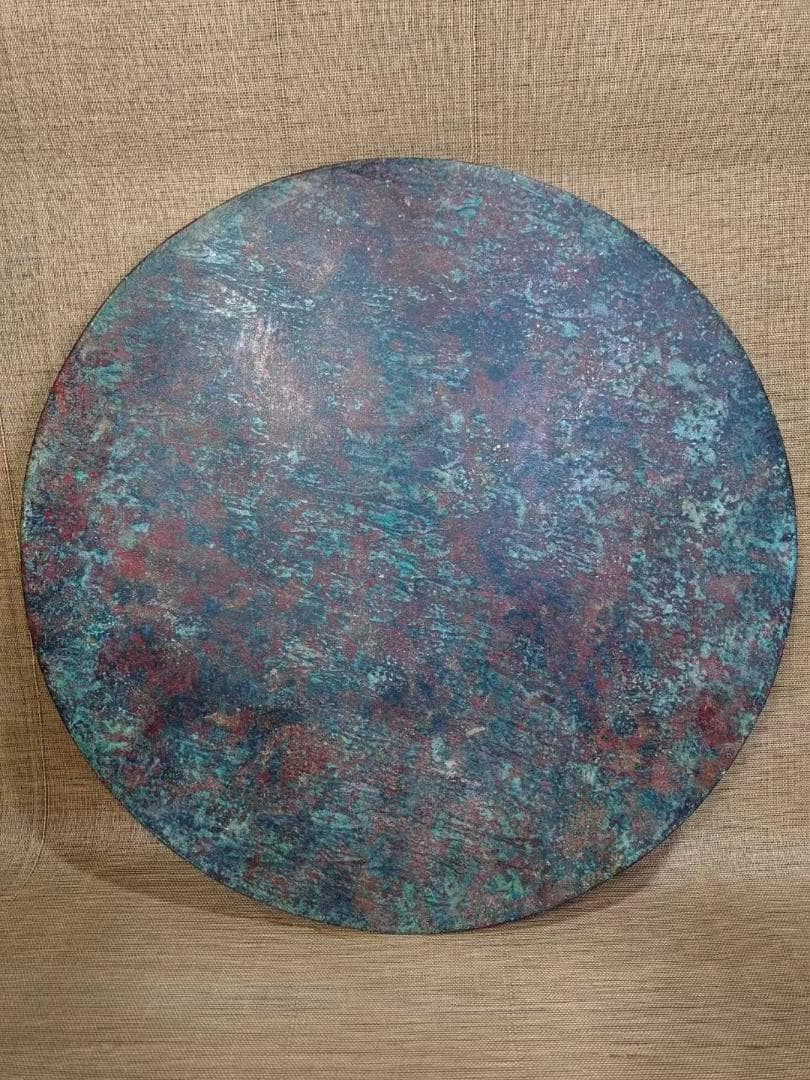 中国古美術・旧蔵珍品·古青銅器神獣図銅鏡・青銅鏡・案頭・文房置物・風水開運・大判